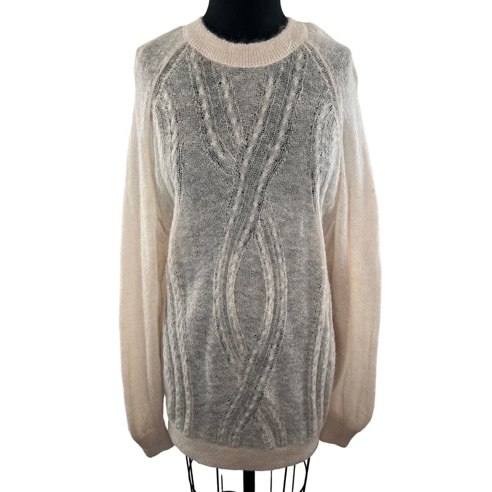& Other Stories Ivory Mohair Wool Long Sleeve Round Neck Tunic Women's Sweater S